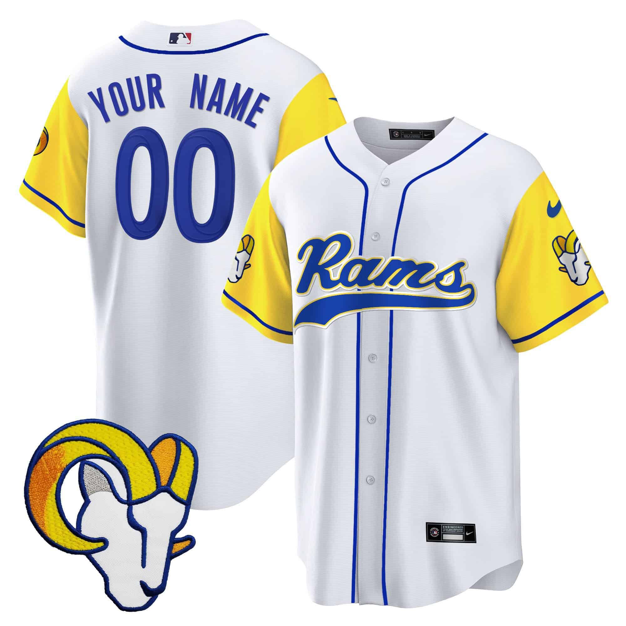 Men Los Angeles Rams White 2024 Nike Baseball Custom NFL Jersey->customized nfl jersey->Custom Jersey